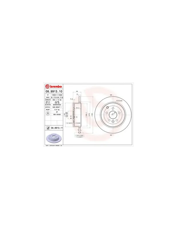 DISCO DE FRENO 2 UNID. X CAJA 08.9913.10 BREMBO - LAND ROVER LR2 (FA_) - Eje trasero Bestseller