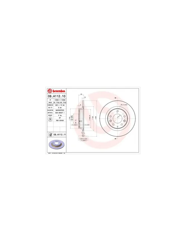 Oferta DISCO DE FRENO 2 UNID. X CAJA 08.A112.10 BREMBO - MAZDA 6 Sedán (GH) - Eje trasero