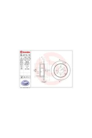 Tendencia DISCO DE FRENO 2 UNID. X CAJA 08.A114.10 BREMBO - HYUNDAI LAVITA (FC) - Eje trasero