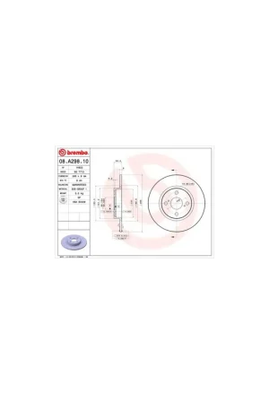 DISCO DE FRENO 2 UNID. X CAJA 08.A298.10 BREMBO - TOYOTA COROLLA Liftback (_E11_) - Eje trasero Disponible Ahora