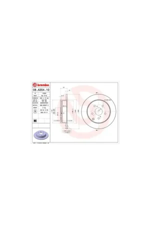 No Te Lo Pierdas DISCO DE FRENO 2 UNID. X CAJA 08.A354.10 BREMBO - TOYOTA COROLLA Verso (ZER_, ZZE12_, R1_) - Eje trasero