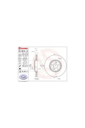Marca Reconocida DISCO DE FRENO 1 UNID. X CAJA 09.9818.10 BREMBO - RENAULT VEL SATIS (BJ0_) - Eje delantero