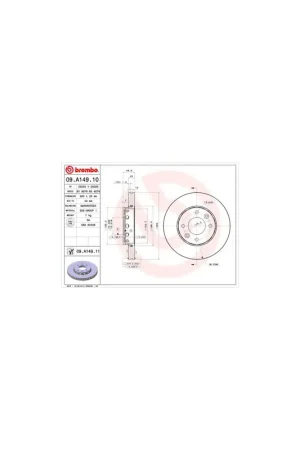 DISCO DE FRENO 2 UNID. X CAJA 09.A149.10 BREMBO - KIA CARENS Mk II (FJ) - Eje delantero Precio Económico