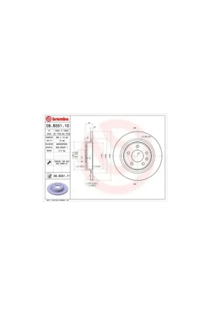 Oferta Especial DISCO DE FRENO 2 UNID. X CAJA 08.B351.10 BREMBO - OPEL ASTRA J Sedán - Eje trasero