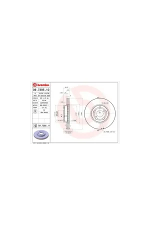 DISCO DE FRENO 2 UNID. X CAJA 09.7395.11 BREMBO - TOYOTA AVENSIS Station Wagon (_T22_) - Eje delantero Compra Ahora