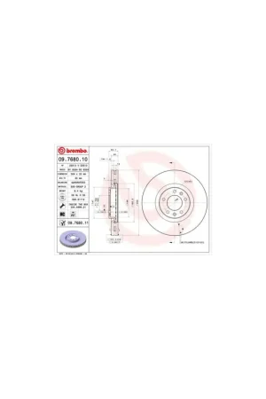 DISCO DE FRENO 2 UNID. X CAJA 09.7680.11 BREMBO - PEUGEOT 607 Sedán (9D, 9U) - Eje delantero Comprar En Línea
