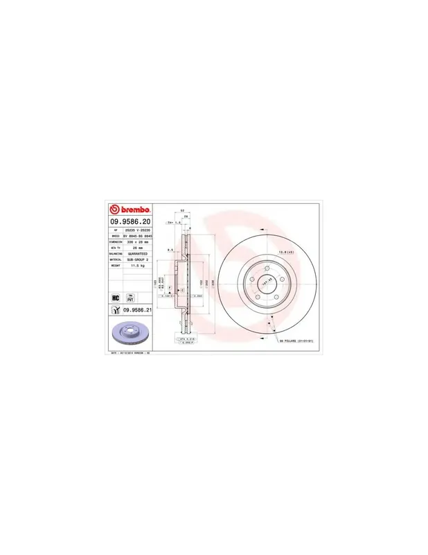 Comprar En Línea DISCO DE FRENO 1 UNID. X CAJA 09.9586.20 BREMBO - FORD FOCUS II (DA_) - Eje delantero