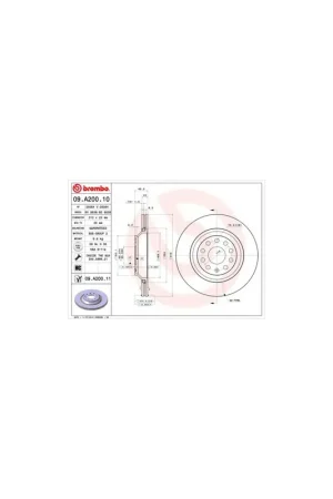Venta Final DISCO DE FRENO 2 UNID. X CAJA 09.A200.11 BREMBO - VW GOLF VII (5G1, BE1) - Eje trasero