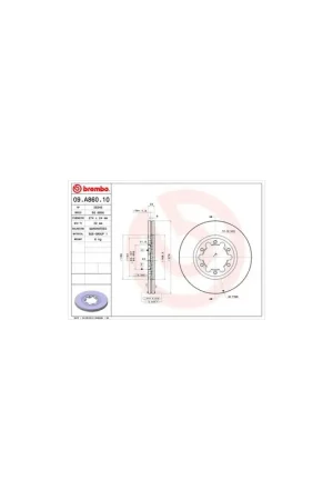 DISCO DE FRENO 2 UNID. X CAJA 09.A860.10 BREMBO - FORD RANGER (ER, EQ) - Eje delantero Edición Limitada