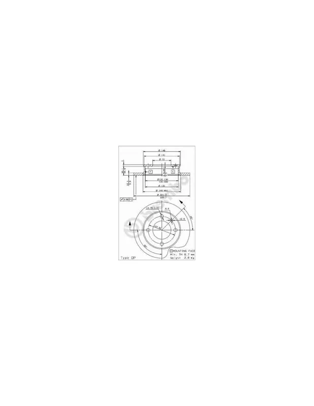 Precio Bajo DISCO DE FRENO 2 UNID. X CAJA 08343914 BREMBO - FORD FIESTA Furgón (WFVT) - Eje delantero
