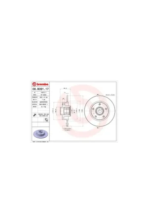 Mejor Precio DISCO DE FRENO 1 UNID. X CAJA 08B39117 BREMBO - RENAULT MEGANE CC (EZ0/1_) - Eje trasero