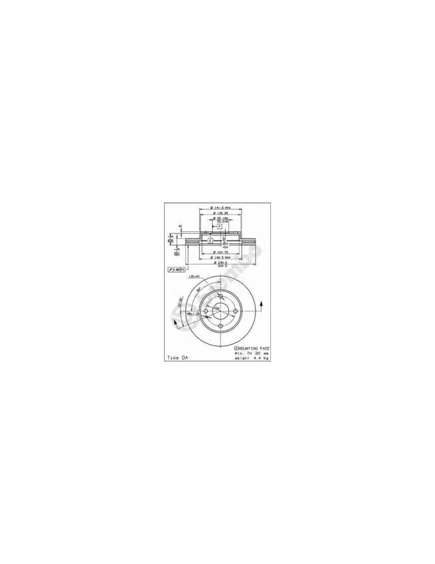 DISCO DE FRENO 2 UNID. X CAJA 09558134 BREMBO - MAZDA FAMILIA V (BA) - Eje delantero Devolución Gratuita