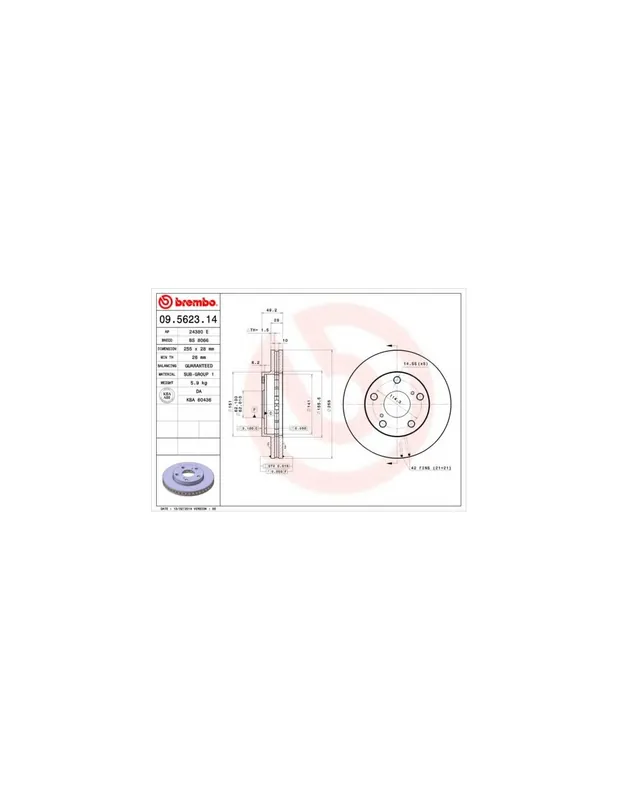 Pago Seguro DISCO DE FRENO 2 UNID. X CAJA 09562314 BREMBO - TOYOTA SCEPTER (_CV1_, _XV1_, _V1_) - Eje delantero