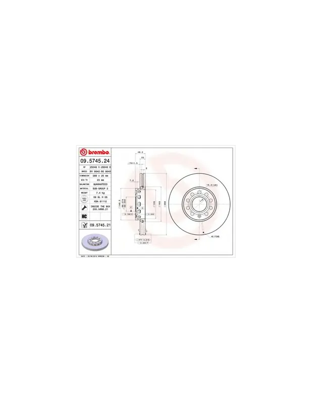 Mejor Calidad DISCO DE FRENO 2 UNID. X CAJA 09574524 BREMBO - AUDI A4 (8E2, B6) - Eje delantero