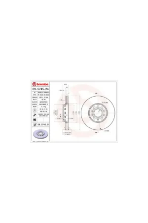 DISCO DE FRENO 2 UNID. X CAJA 09574524 BREMBO - AUDI A4 Descapotable (8H7, B6, 8HE, B7) - Eje delantero Oferta Especial