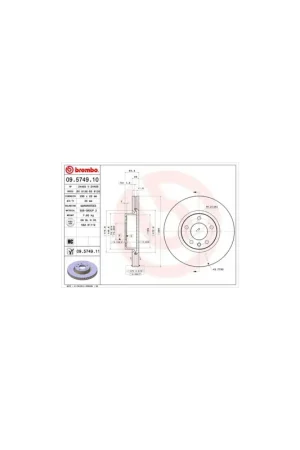 Alta Calidad DISCO DE FRENO 2 UNID. X CAJA 09574911 BREMBO - OPEL OMEGA B (25_, 26_, 27_) - Eje delantero