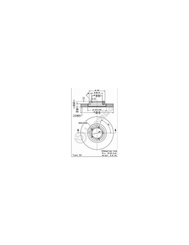 Compra Hoy DISCO DE FRENO 2 UNID. X CAJA 09696714 BREMBO - FORD TRANSIT Van (E_ _) - Eje delantero