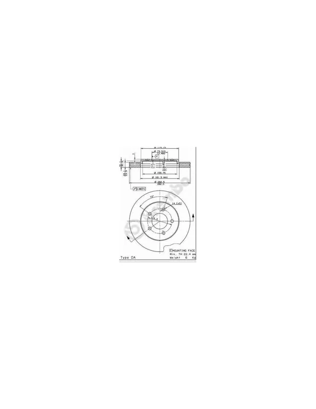 DISCO DE FRENO 2 UNID. X CAJA 09736714 BREMBO - CHRYSLER VOYAGER Mk II (GS) - Eje delantero Envío Exprés