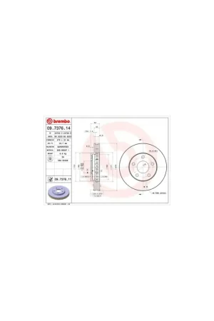 Máxima Calidad DISCO DE FRENO 2 UNID. X CAJA 09737614 BREMBO - PONTIAC TRANS SPORT - Eje delantero