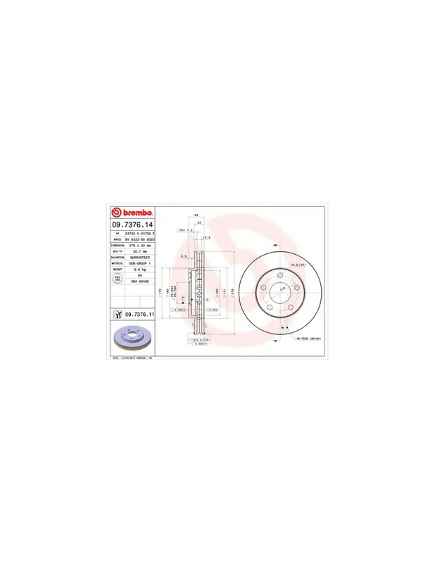 Máxima Calidad DISCO DE FRENO 2 UNID. X CAJA 09737614 BREMBO - PONTIAC TRANS SPORT - Eje delantero