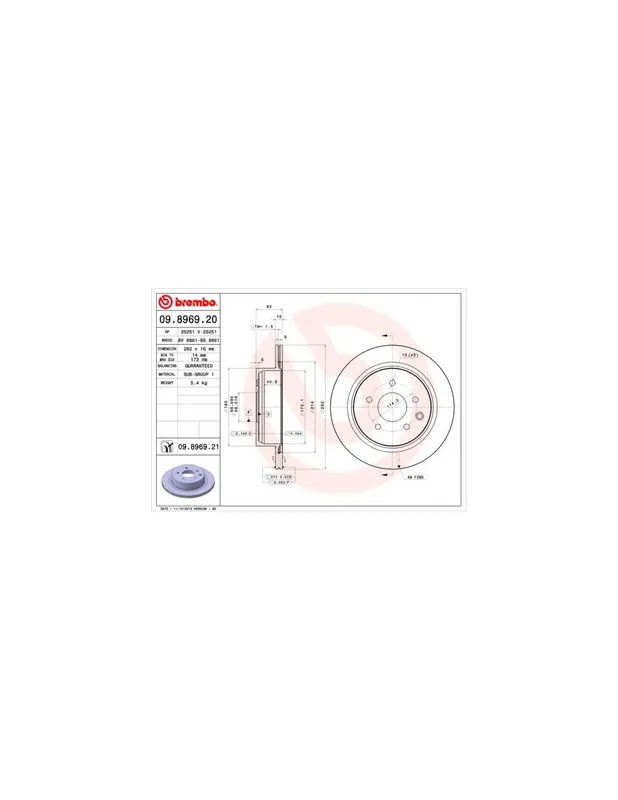 Económico DISCO DE FRENO 2 UNID. X CAJA 09896920 BREMBO - NISSAN X-TRAIL (T31) - Eje trasero