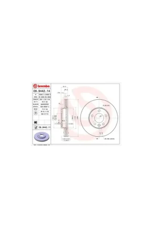 Últimas Unidades DISCO DE FRENO 2 UNID. X CAJA 09944214 BREMBO - VW KOMBI V Furgón (7HA, 7HH, 7EA, 7EH) - Eje delantero