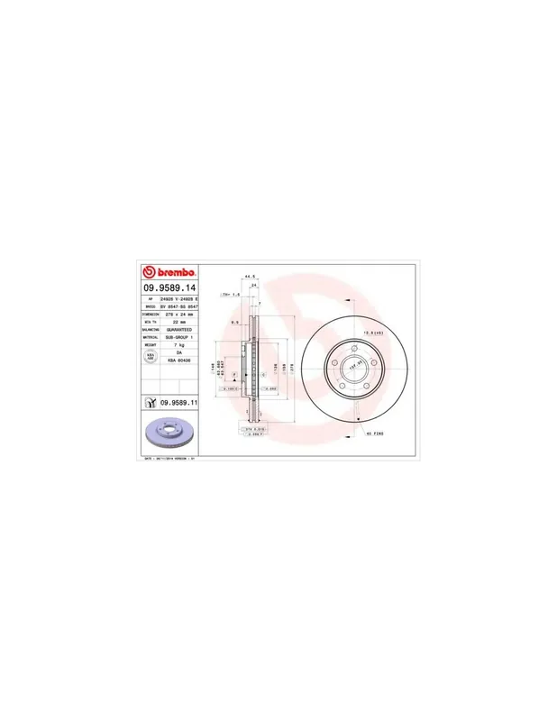 Tendencia DISCO DE FRENO 2 UNID. X CAJA 09958914 BREMBO - FORD TRANSIT CONNECT - Eje delantero