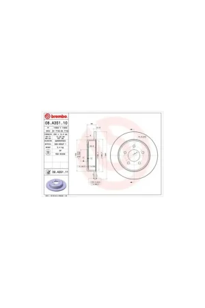 Precio Rebajado DISCO DE FRENO 2 UNID. X CAJA 08A35111 BREMBO - CHRYSLER GRAND VOYAGER IV (RG, RS) - Eje trasero