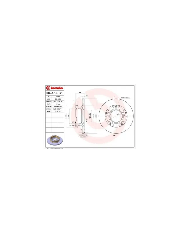 Oferta De Temporada DISCO DE FRENO 2 UNID. X CAJA 08A73020 BREMBO - FORD TRANSIT Caja/Chasis - Eje trasero