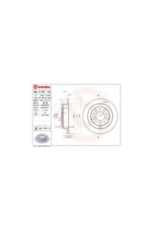 DISCO DE FRENO 2 UNID. X CAJA 08710711 BREMBO - MAZDA EUNOS 800 (TA) - Eje trasero Envío Inmediato