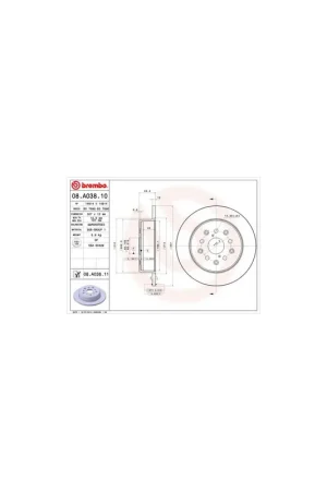 Original DISCO DE FRENO 2 UNID. X CAJA 08A03811 BREMBO - LEXUS IS I Sedán (JCE1_, GXE1_) - Eje trasero