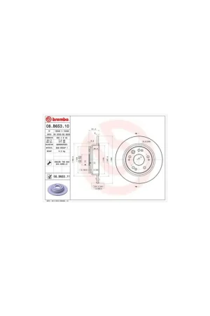 DISCO DE FRENO 2 UNID. X CAJA 08B65310 BREMBO - HONDA ACCORD VII Tourer (CM) - Eje trasero Auténtico
