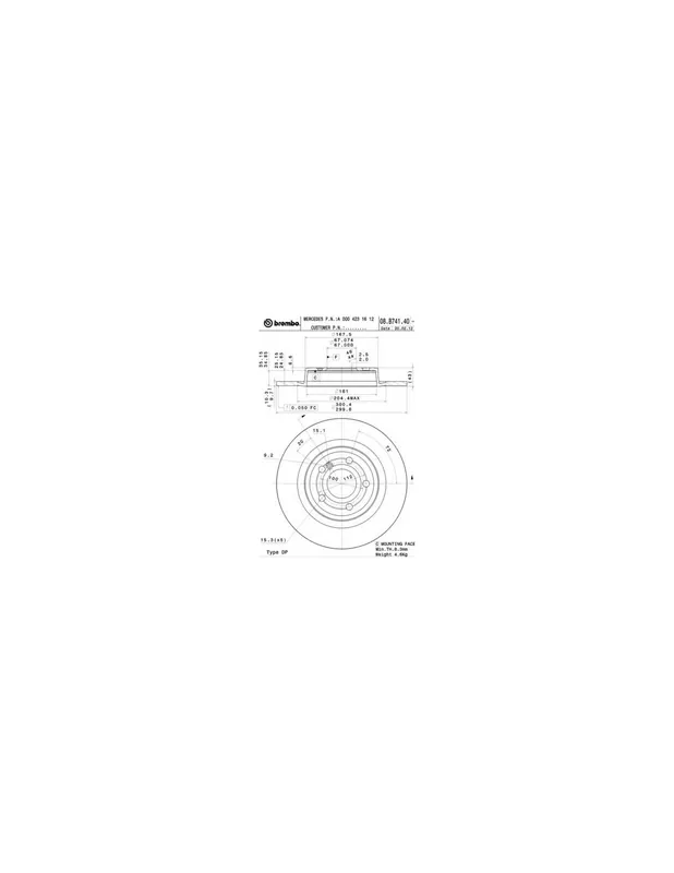 DISCO DE FRENO 2 UNID. X CAJA 08B74141 BREMBO - MERCEDES-BENZ SLK (R172) - Eje trasero Compra Hoy