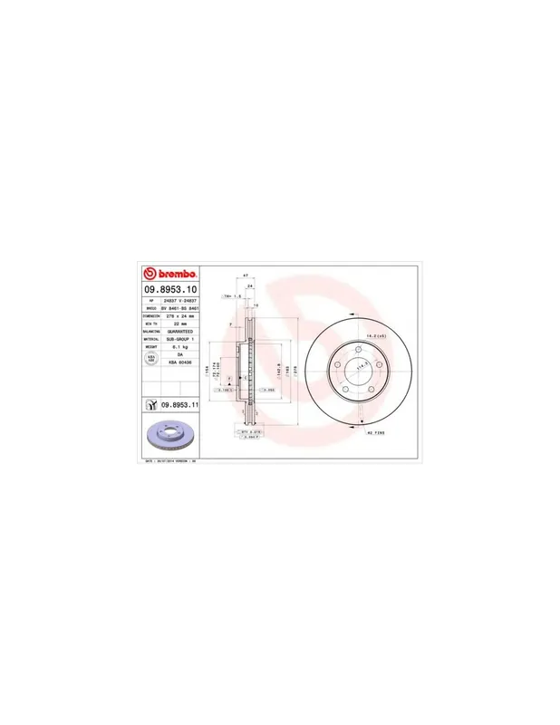 DISCO DE FRENO 2 UNID. X CAJA 09895311 BREMBO - FORD ESCAPE - Eje delantero Devolución Gratuita