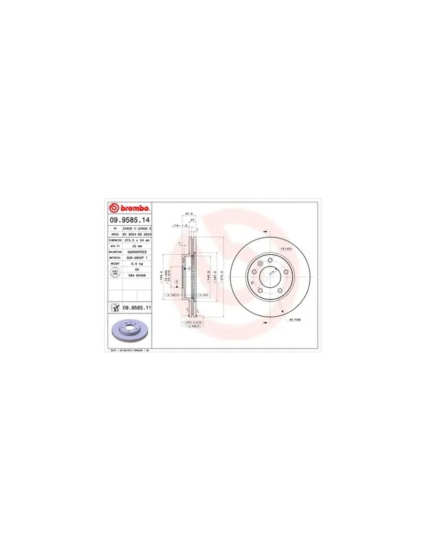 Disponible Ahora DISCO DE FRENO 2 UNID. X CAJA 09958511 BREMBO - MAZDA ETUDE VI (BJ) - Eje delantero