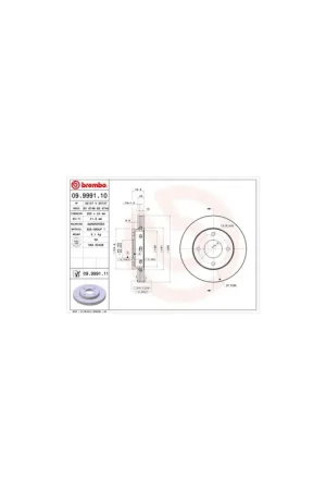 DISCO DE FRENO 2 UNID. X CAJA 09999111 BREMBO - MITSUBISHI COLT Descapotable (RG) - Eje delantero Oferta