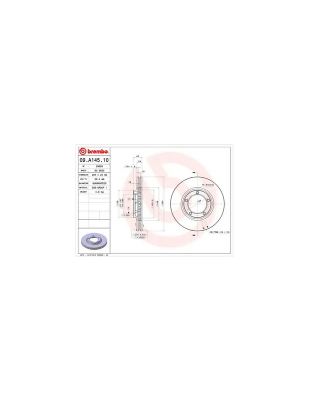 DISCO DE FRENO 2 UNID. X CAJA 09A14510 BREMBO - HYUNDAI SATELLITE - Eje delantero Bestseller