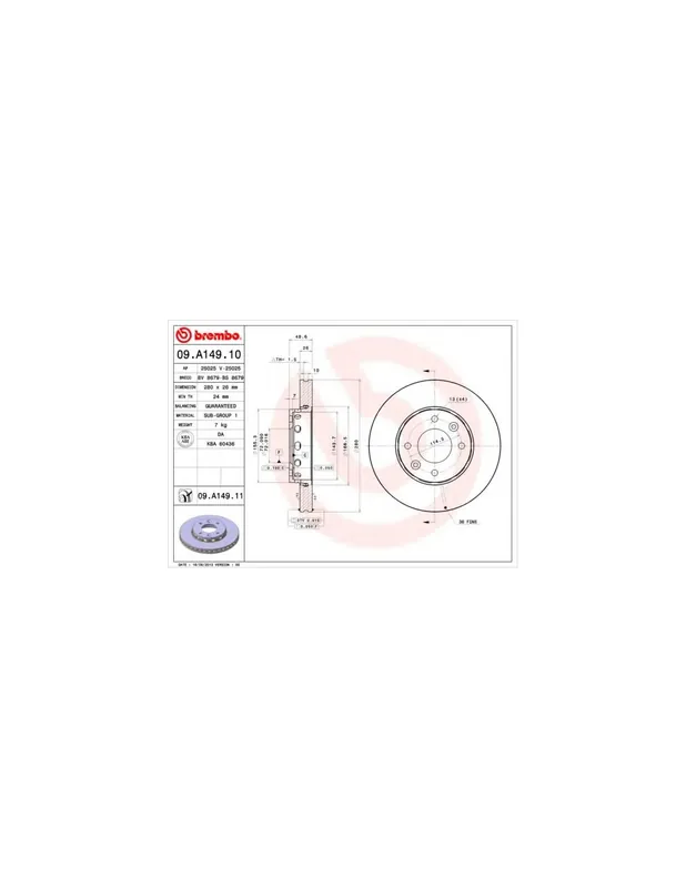 Oferta De Temporada DISCO DE FRENO 2 UNID. X CAJA 09A14911 BREMBO - KIA CARENS Mk II (FJ) - Eje delantero