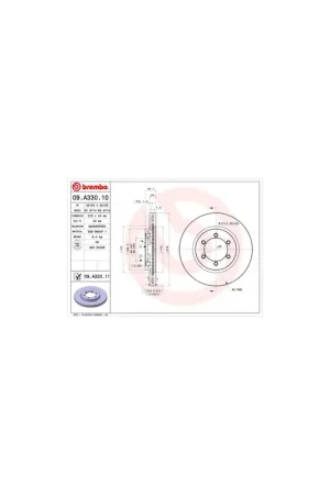 Oferta Especial DISCO DE FRENO 2 UNID. X CAJA 09A33011 BREMBO - SSANGYONG KORANDO (KJ) - Eje delantero