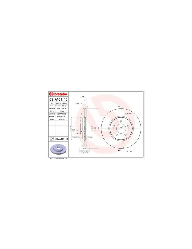 Stock Limitado DISCO DE FRENO 2 UNID. X CAJA 09A40110 BREMBO - FORD ESCAPE - Eje delantero