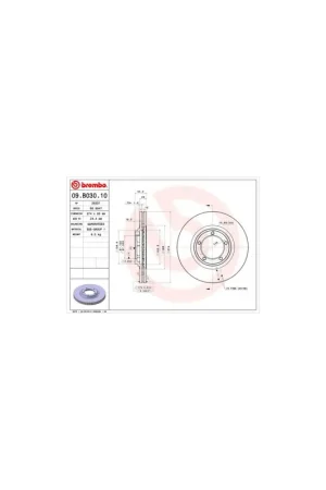 DISCO DE FRENO 2 UNID. X CAJA 09B03010 BREMBO - HYUNDAI H300 Furgón (TQ) - Eje delantero Auténtico