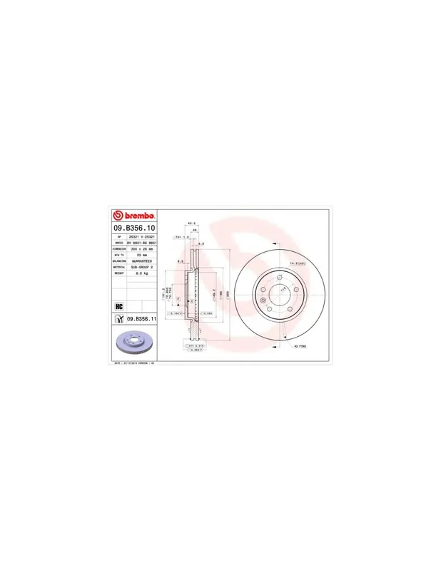 Envío Inmediato DISCO DE FRENO 1 UNID. X CAJA 09B35610 BREMBO - CHEVROLET ORLANDO (J309) - Eje delantero