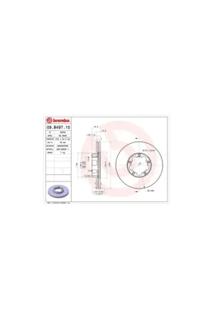 Mejor Calidad DISCO DE FRENO 2 UNID. X CAJA 09B49710 BREMBO - NISSAN CABSTAR Caja/Chasis (F23, H41, H42) - Eje delantero