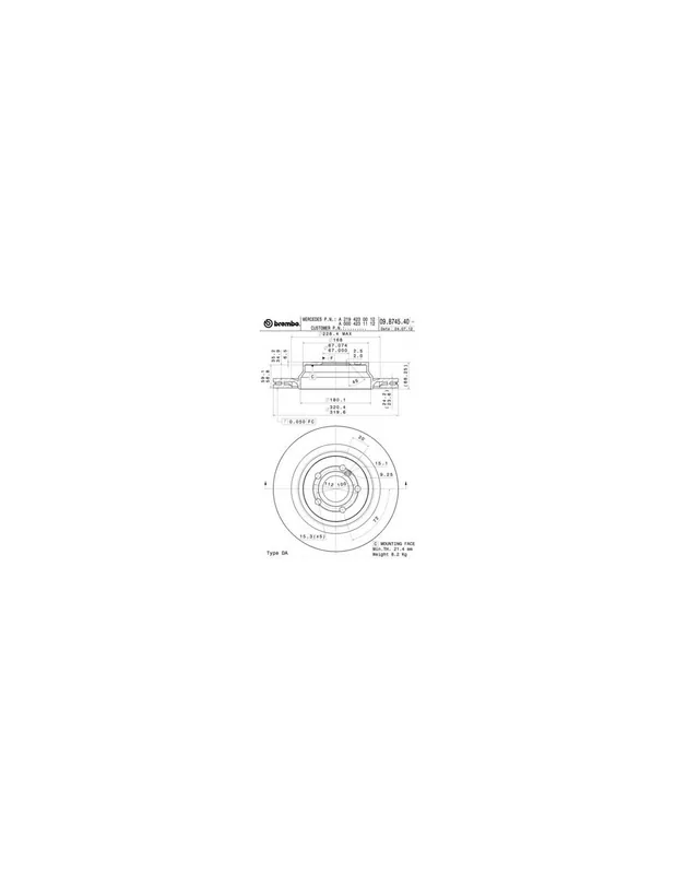 DISCO DE FRENO 2 UNID. X CAJA 09B74541 BREMBO - MERCEDES-BENZ CLS Shooting Brake (X218) - Eje trasero Oferta Especial