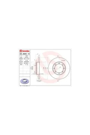 DISCO DE FRENO 2 UNID. X CAJA 08.A650.10 BREMBO - NISSAN NV400 Caja/Chasis - Eje trasero Nuevo Modelo