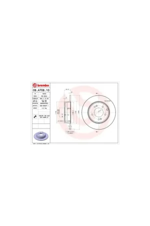 DISCO DE FRENO 2 UNID. X CAJA 08.A708.10 BREMBO - HYUNDAI NF V (NF) - Eje trasero Mejor Precio