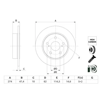 Disco de freno BOSCH DELETED_0 986 479 H73 Stock Limitado