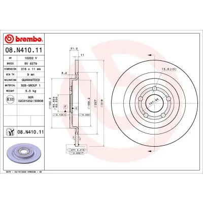 Mejor Calidad Disco de freno BREMBO 08.N410.11