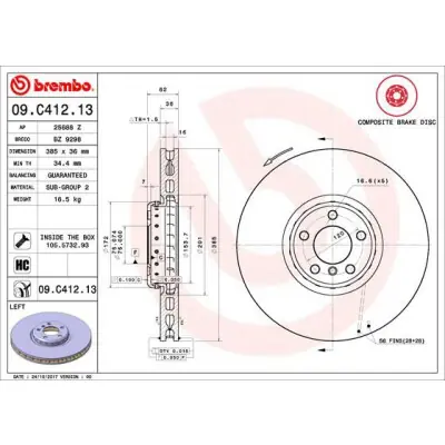 Tendencia Disco de freno BREMBO 09.C412.13