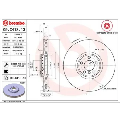 Precio Rebajado Disco de freno BREMBO 09.C413.13